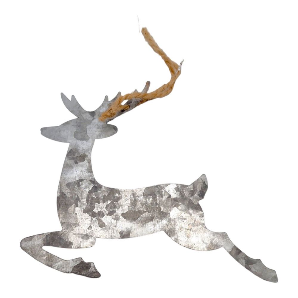 Stainless Steel Reindeer Christmas Ornament Rustic Country Farmhouse Large 5"